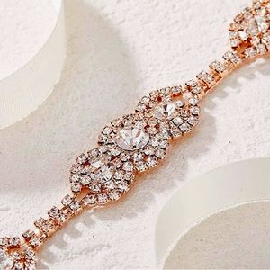 SWEETV Bridal Belt with Rhinestones Sash, ivory